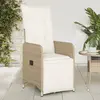 Image de vidaXL Chaise inclinable de jardin avec coussins beige résine tressée