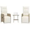 Image de vidaXL Chaises inclinables de jardin lot de 2 avec table beige rotin