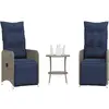 Image de vidaXL Lot de 2 chaises de jardin inclinables avec Table en résine tressée grise