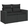 Image de vidaXL Canapé de jardin avec coussins 2 places en polyrotin noir