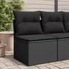 Image de vidaXL Chaise de jardin sans accoudoirs avec coussins en polyrotin noir