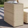 Image de vidaXL Table d'appoint de jardin avec dessus en verre beige rotin
