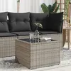 Image de vidaXL Table de jardin dessus en verre gris 55x55x37 cm résine tressée