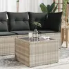 Image de vidaXL Table de jardin avec dessus en verre gris clair résine tressée
