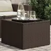 Image de vidaXL Table de jardin dessus en verre brun 55x55x37 cm résine tressée