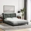 Image de vidaXL Cadre de lit sans matelas Hvar gris foncé 140x190 cm tissu