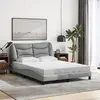 Image de vidaXL Cadre de lit sans matelas Hvar gris clair 140x200 cm tissu