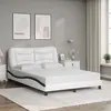 Image de vidaXL Cadre de lit sans matelas Hvar blanc et noir 140x190 cm similicuir