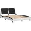 Image de vidaXL Cadre de lit sans matelas Zadar blanc et noir 140x190 cm similicuir