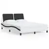Image de vidaXL Cadre de lit sans matelas Zadar blanc et noir 140x190 cm similicuir