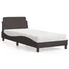 Image de vidaXL Lit avec matelas Dover marron foncé 90x200 cm tissu