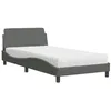 Image de vidaXL Lit avec matelas Dover gris foncé 100x200 cm tissu