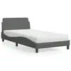 Image de vidaXL Lit avec matelas Dover gris foncé 100x200 cm tissu