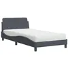 Image de vidaXL Lit avec matelas Dover gris foncé 100x200 cm velours