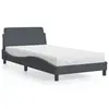 Image de vidaXL Lit avec matelas Dover gris foncé 100x200 cm velours