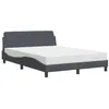 Image de vidaXL Lit avec matelas Dover gris foncé 120x200 cm velours