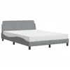 Image de vidaXL Lit avec matelas Dover gris clair 140x190 cm tissu