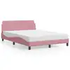 Image de vidaXL Lit avec matelas Dover rose 140x190 cm velours