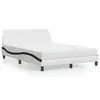 Image de vidaXL Lit avec matelas Dover blanc et noir 140x190 cm similicuir