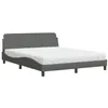 Image de vidaXL Lit avec matelas Dover gris foncé 160x200 cm tissu