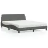 Image de vidaXL Lit avec matelas Dover gris foncé 160x200 cm tissu