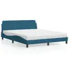 Image de vidaXL Lit avec matelas Dover bleu 160x200 cm velours