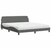 Image de vidaXL Lit avec matelas Dover gris foncé 180x200 cm tissu