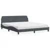 Image de vidaXL Lit avec matelas Dover gris foncé 180x200 cm velours