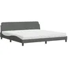 Image de vidaXL Lit avec matelas Dover gris foncé 200x200 cm tissu