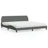 Image de vidaXL Lit avec matelas Dover gris foncé 200x200 cm tissu