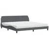Image de vidaXL Lit avec matelas Dover gris foncé 200x200 cm velours