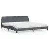 Image de vidaXL Lit avec matelas Dover gris foncé 200x200 cm velours