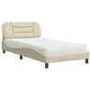 Image de vidaXL Lit avec matelas Hvar crème 100x200 cm tissu