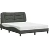 Image de vidaXL Lit avec matelas Hvar gris foncé 140x190 cm tissu