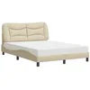 Image de vidaXL Lit avec matelas Hvar crème 140x190 cm tissu