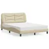 Image de vidaXL Lit avec matelas Hvar crème 140x190 cm tissu