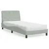 Image de vidaXL Lit avec matelas gris clair 90x190 cm velours