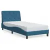 Image de vidaXL Lit avec matelas bleu 90x190 cm velours