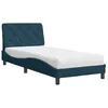 Image de vidaXL Lit avec matelas bleu 90x200 cm velours