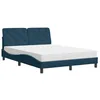 Image de vidaXL Lit avec matelas bleu 140x190 cm velours