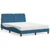 Image de vidaXL Lit avec matelas bleu 140x190 cm velours