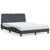 Image de vidaXL Lit avec matelas gris foncé 140x200 cm velours
