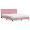 Image de vidaXL Lit avec matelas rose 160x200 cm velours