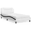 Image de vidaXL Lit avec matelas Hvar blanc et noir 100x200 cm similicuir