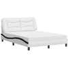Image de vidaXL Lit avec matelas Hvar blanc et noir 140x190 cm similicuir