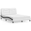 Image de vidaXL Lit avec matelas Hvar blanc et noir 140x190 cm similicuir