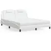 Image de vidaXL Lit Viana avec matelas blanc 160x200 cm similicuir