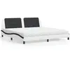 Image de vidaXL Lit avec matelas Zadar blanc et noir 200x200 cm similicuir