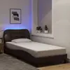 Image de vidaXL Cadre de lit avec LED sans matelas Hvar marron foncé 80x200 cm tissu