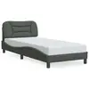 Image de vidaXL Cadre de lit avec LED sans matelas Hvar gris foncé 90x190 cm tissu